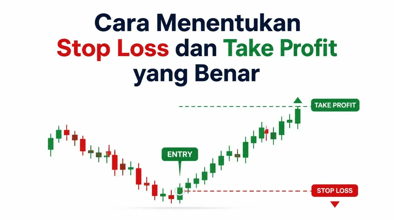 Ilustrasi grafik trading dengan garis Stop Loss dan Take Profit