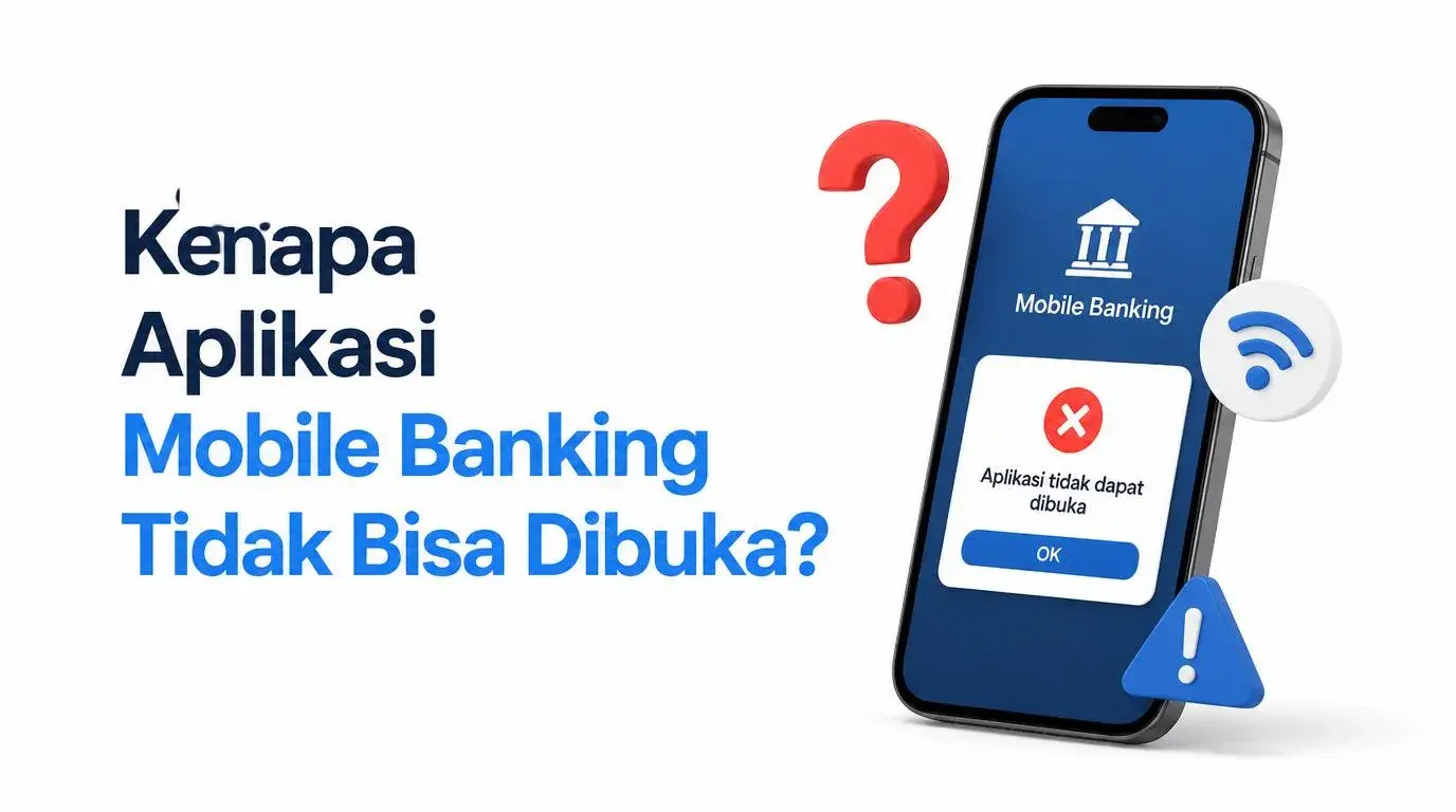 Ilustrasi aplikasi mobile banking yang tidak bisa dibuka atau error