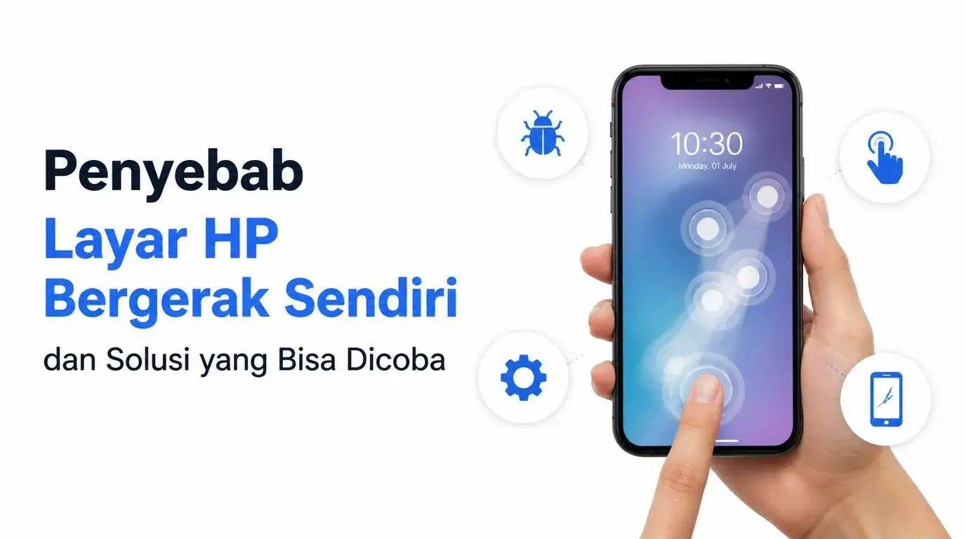 Ilustrasi layar HP yang bergerak sendiri atau ghost touch
