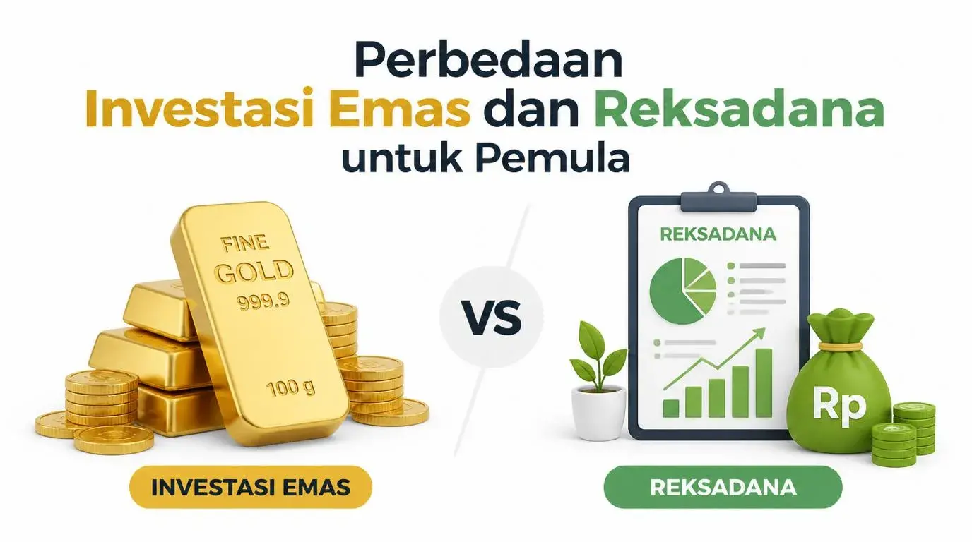 Ilustrasi perbandingan investasi emas dan reksadana untuk pemula