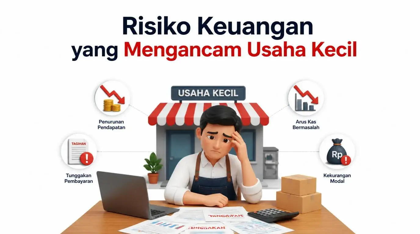 Ilustrasi usaha kecil yang menghadapi berbagai risiko keuangan